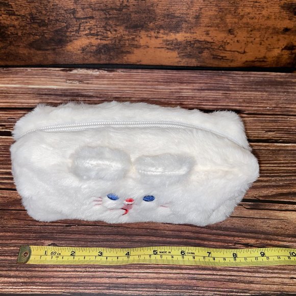 NWT Cute Japanese Kawaii Fluffy Plush Bunny Pencil Case/Make up Bag (SKU: 40MI) - Picture 5 of 7